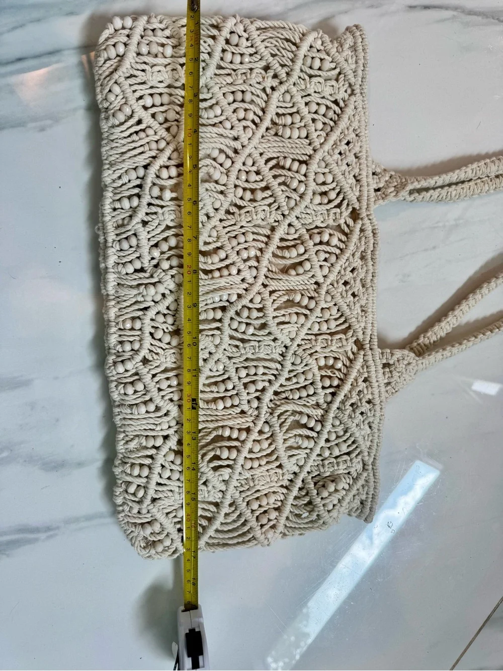 Handcrafted Macramé Tote Bag in Cream